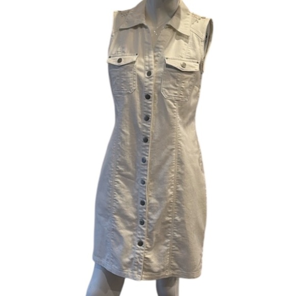 INC White Denim Lacey Back Sleeveless Cotton Blend Shirtdress Size 6 - Picture 11 of 11